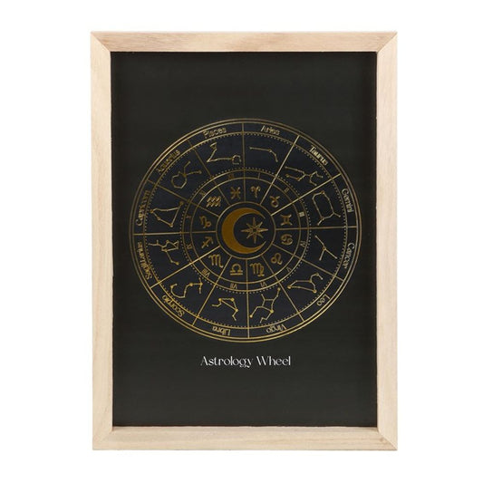 Black Astrology Wheel Framed Wall Art Print